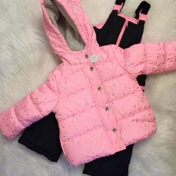 Carter's Other - Pink/silver hearts toddler Snow suit set